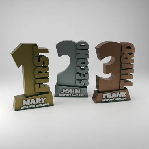 Custom 3D Printed Placement Trophy